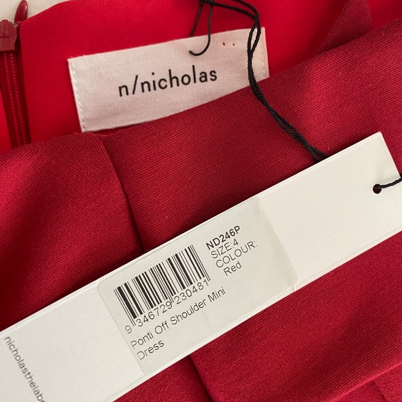 NWT $495 N NICHOLAS Red Ponti Off Shoulder Mini Party Cocktail Dress - Size 4 - Picture 4 of 9